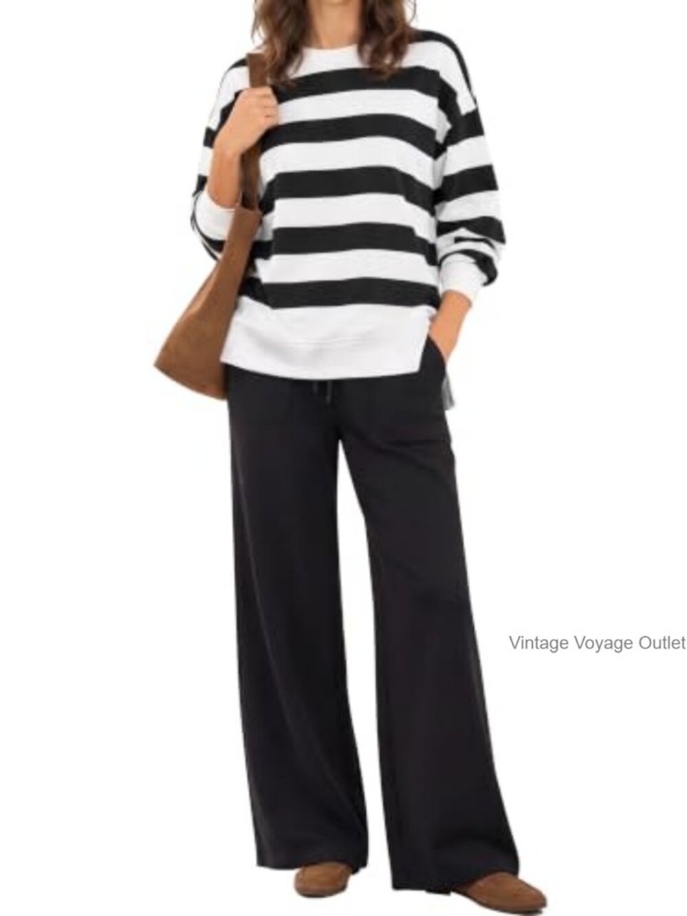 2 Piece Lounge Set Long Sleeve Pullover & Jogger Pants Loose Fit Tracksuit